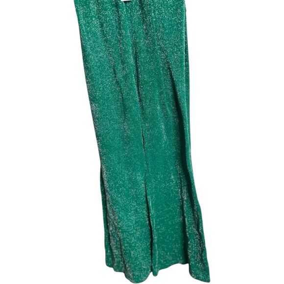 FRANKIES BIKINIS Johnson Terry Lurex Pant Mistletoe Green Flare Size L NWT - Picture 8 of 16